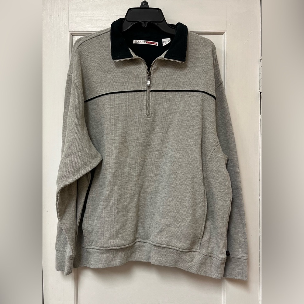 GRAND SLAM Mens XL 1/4 Zip Gray Pullover Long Sleeve Pockets